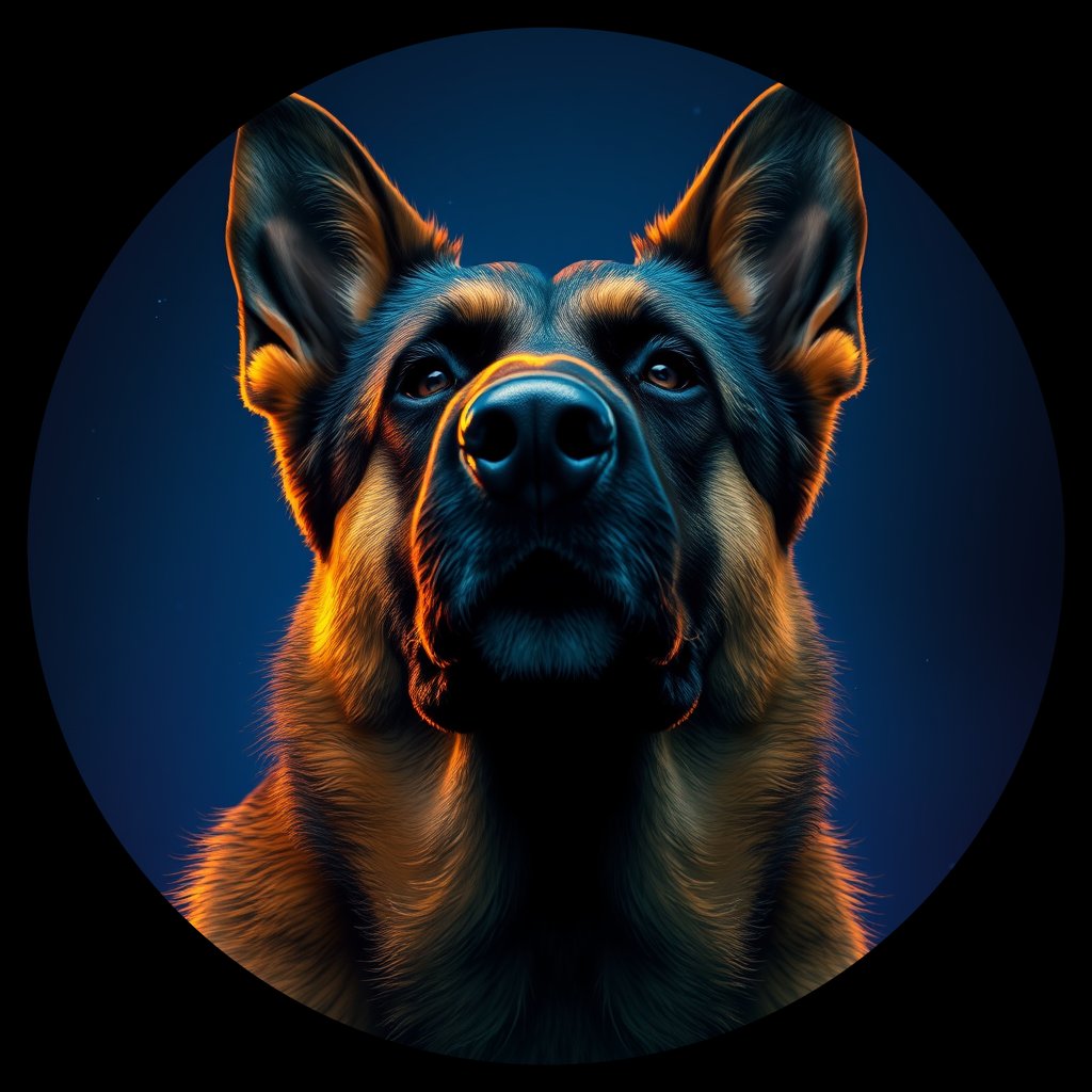 Cosmic medallion portrait of PFZ41F01_PFZ41F01, a German Shepherd