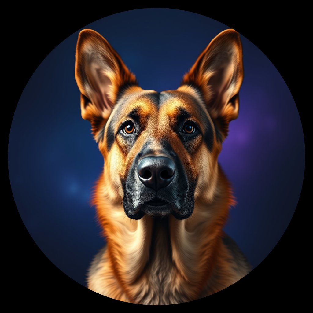 Cosmic medallion portrait of PFZ41F02_PFZ41F02, a German Shepherd