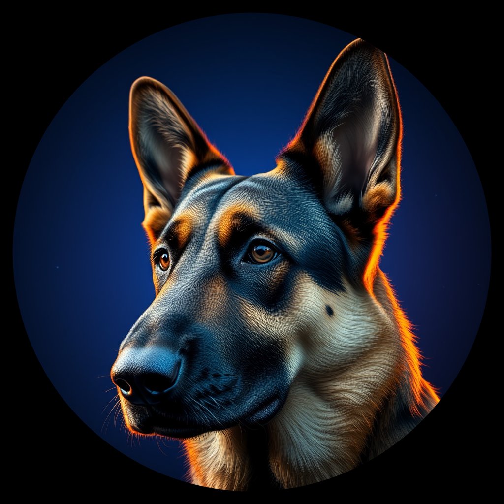 Cosmic medallion portrait of PFZ41F03_PFZ41F03, a German Shepherd