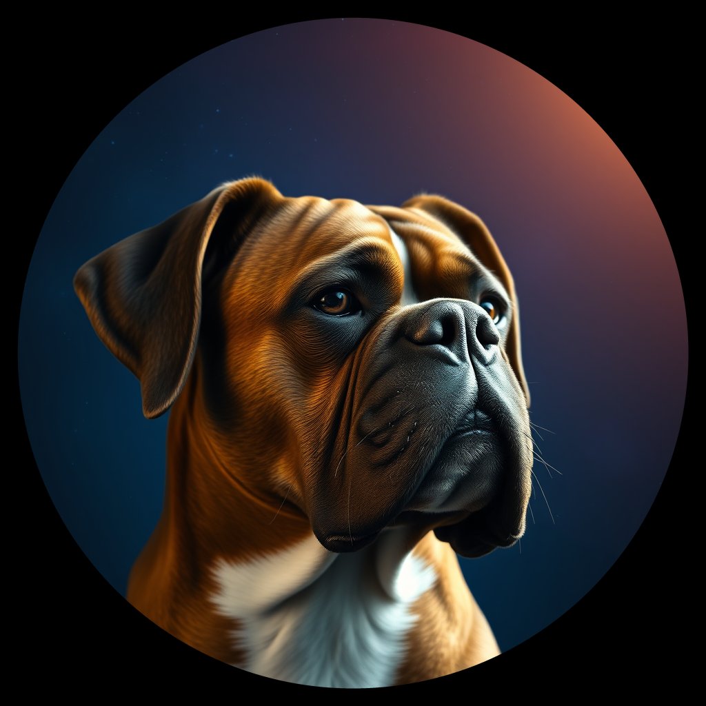 Cosmic medallion portrait of PFZ41F04_PFZ41F04, a Boxer