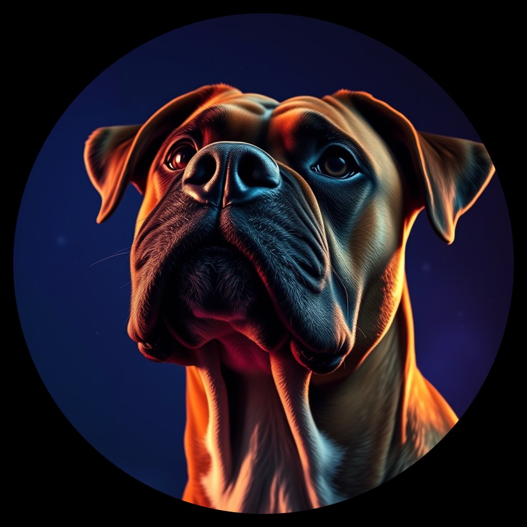 Cosmic medallion portrait of PFZ41F05_PFZ41F05, a Boxer