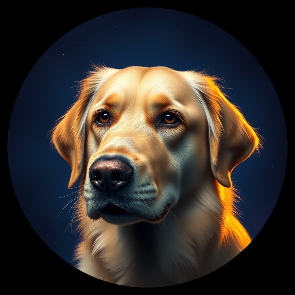 Cosmic medallion portrait of PFZ41F06_PFZ41F06, a Golden Retriever