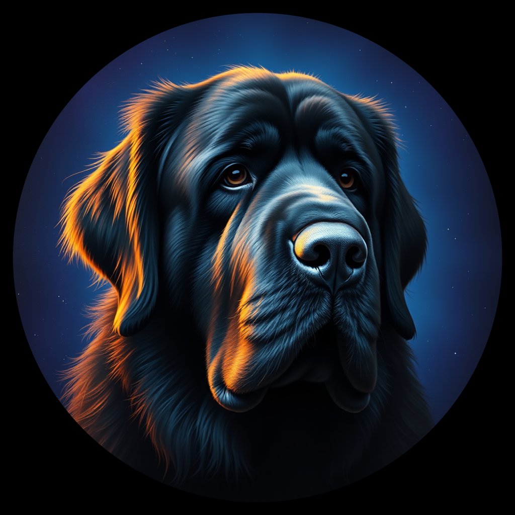 Cosmic medallion portrait of PFZ41F07_PFZ41F07, a Newfoundland