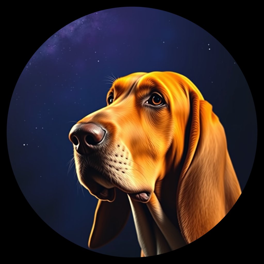 Cosmic medallion portrait of PFZ41F09_PFZ41F09, a Basset Hound