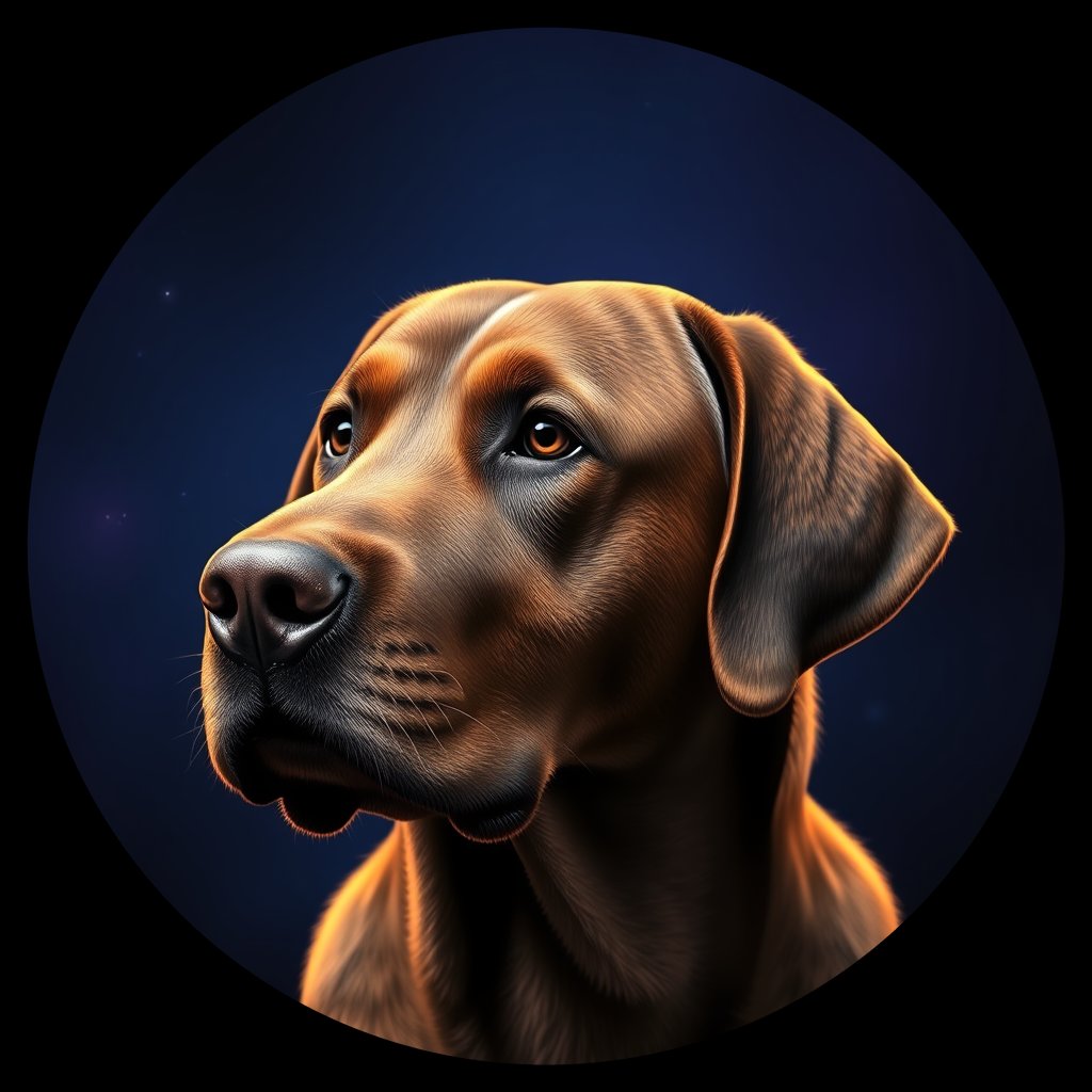 Cosmic medallion portrait of PFZ41F10_PFZ41F10, a Labrador Retriever