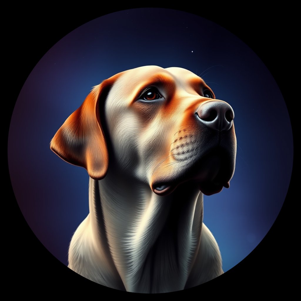 Cosmic medallion portrait of PFZ41F11_PFZ41F11, a Labrador Retriever