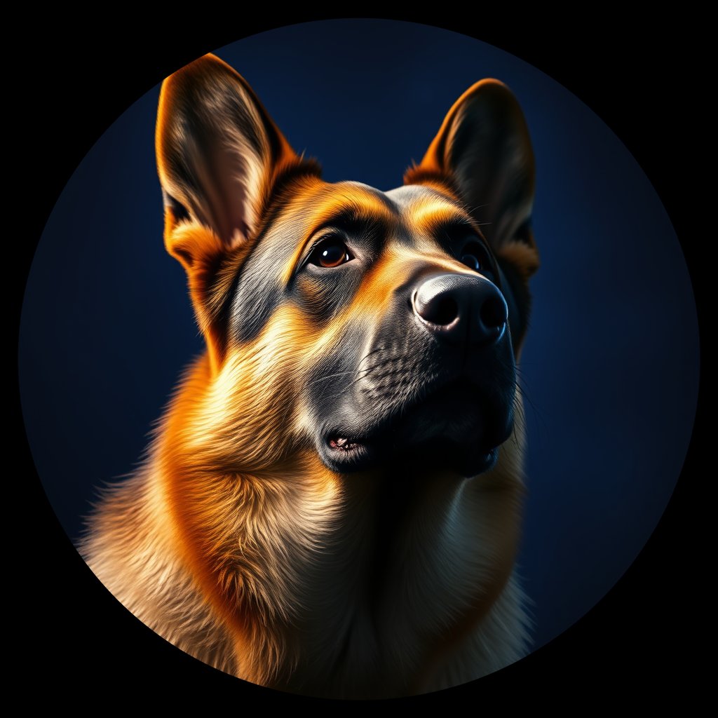 Cosmic medallion portrait of PFZ41G02_PFZ41G02, a German Shepherd