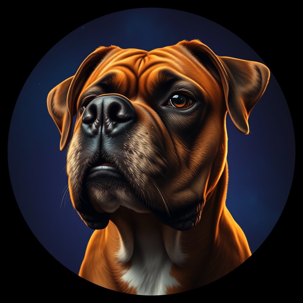 Cosmic medallion portrait of PFZ41G04_PFZ41G04, a Boxer