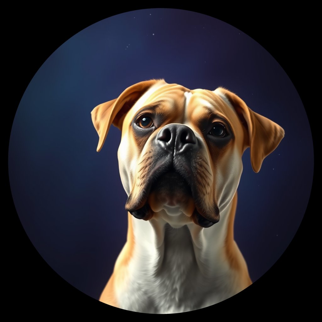 Cosmic medallion portrait of PFZ41G05_PFZ41G05, a Boxer