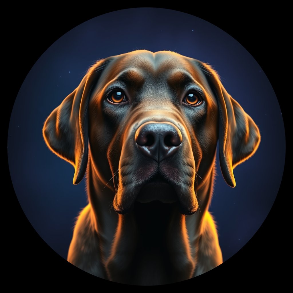 Cosmic medallion portrait of PFZ41G06_PFZ41G06, a Labrador Retriever