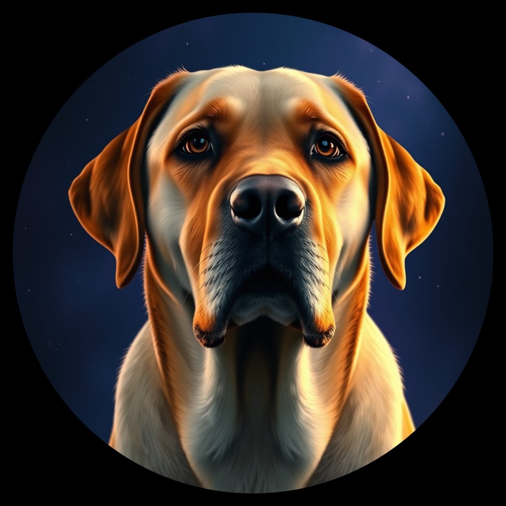 Cosmic medallion portrait of PFZ41G09_PFZ41G09, a Labrador Retriever