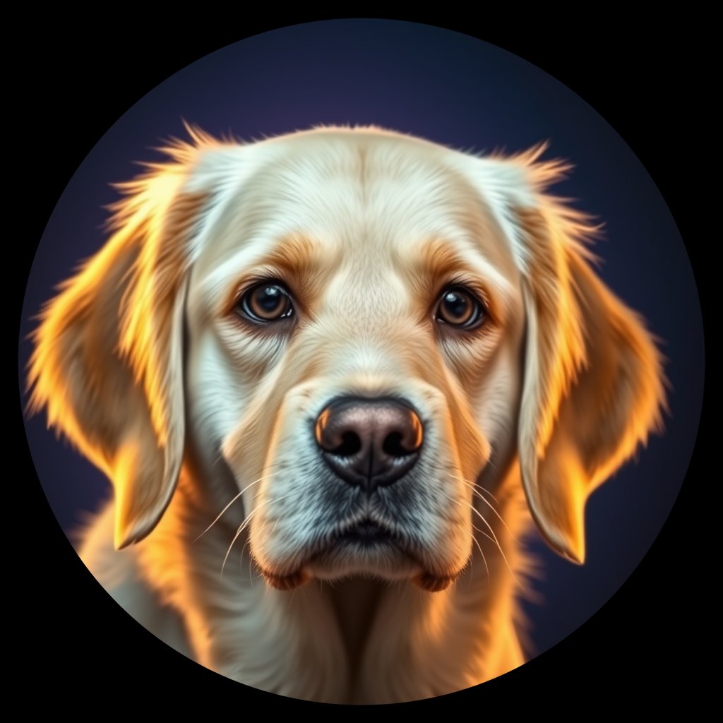 Cosmic medallion portrait of PFZ41G11_PFZ41G11, a Golden Retriever