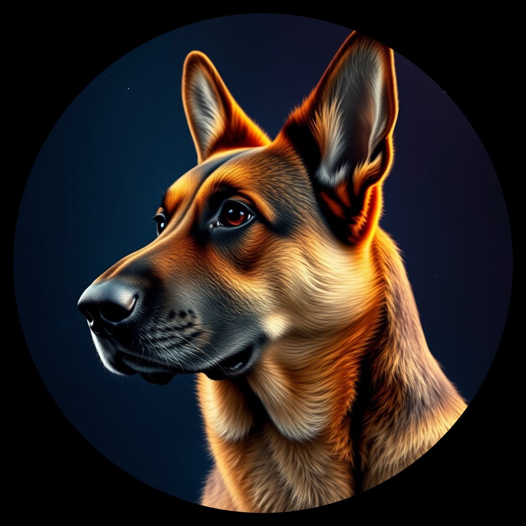 Cosmic medallion portrait of PFZ41H01_PFZ41H01, a German Shepherd