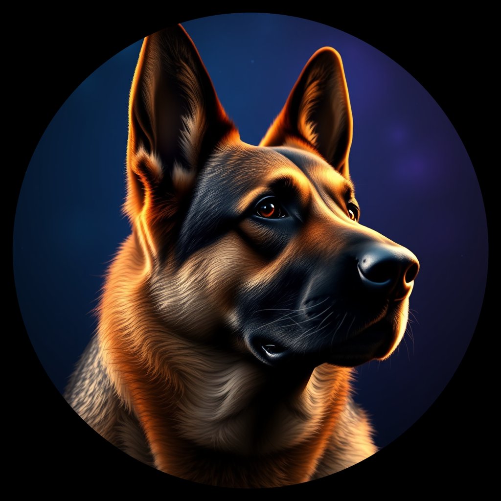 Cosmic medallion portrait of PFZ41H02_PFZ41H02, a German Shepherd