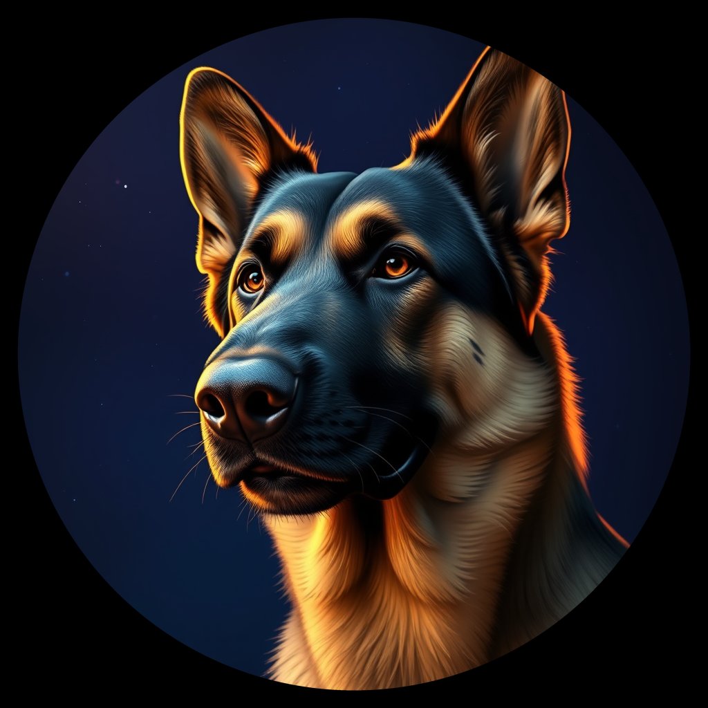 Cosmic medallion portrait of PFZ41H03_PFZ41H03, a German Shepherd