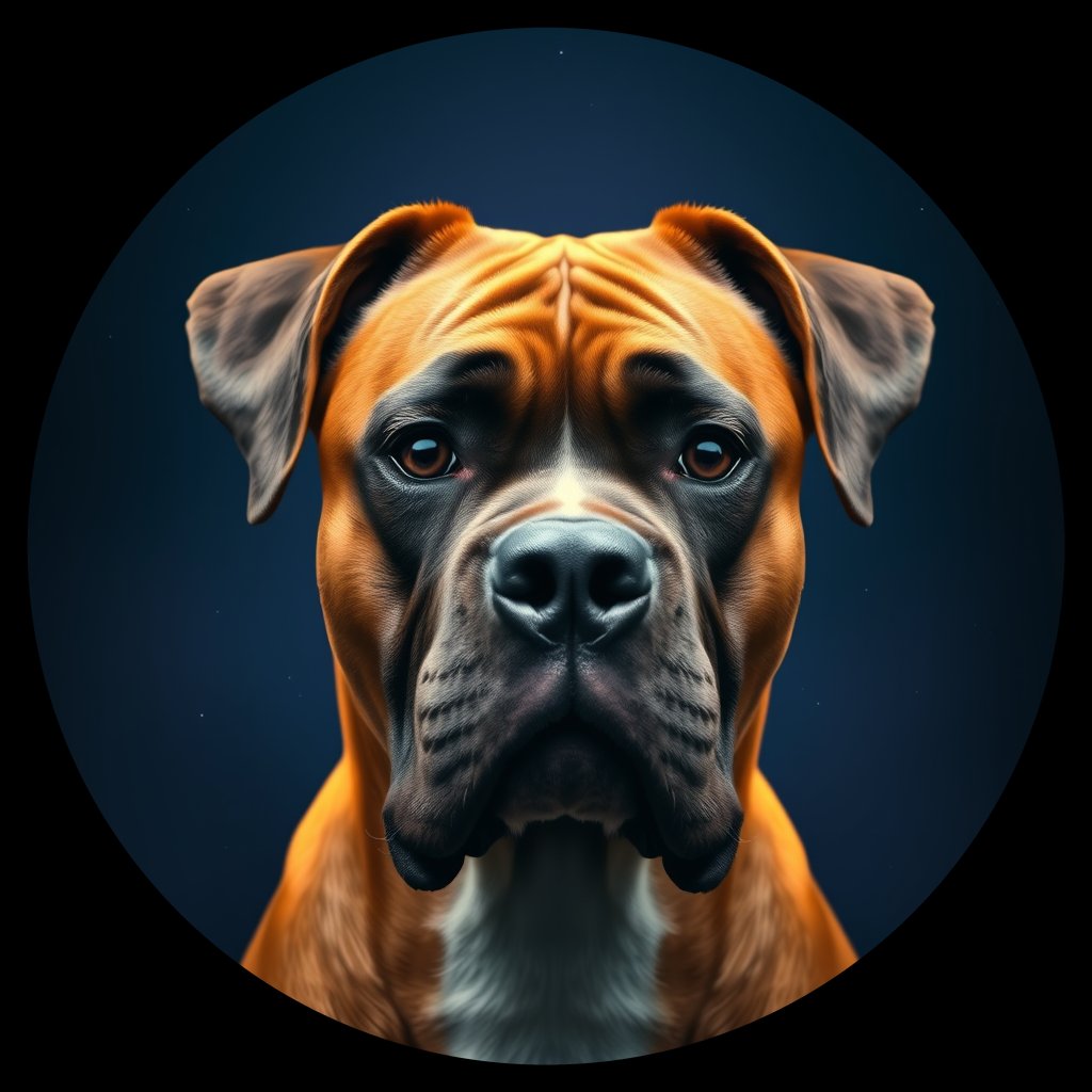 Cosmic medallion portrait of PFZ41H04_PFZ41H04, a Boxer