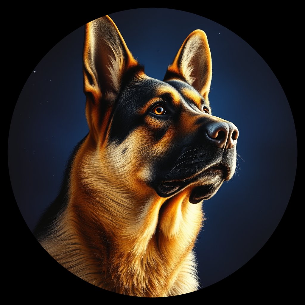 Cosmic medallion portrait of PFZ41H07_PFZ41H07, a German Shepherd