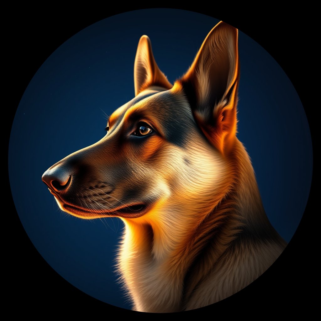 Cosmic medallion portrait of PFZ41H09_PFZ41H09, a German Shepherd
