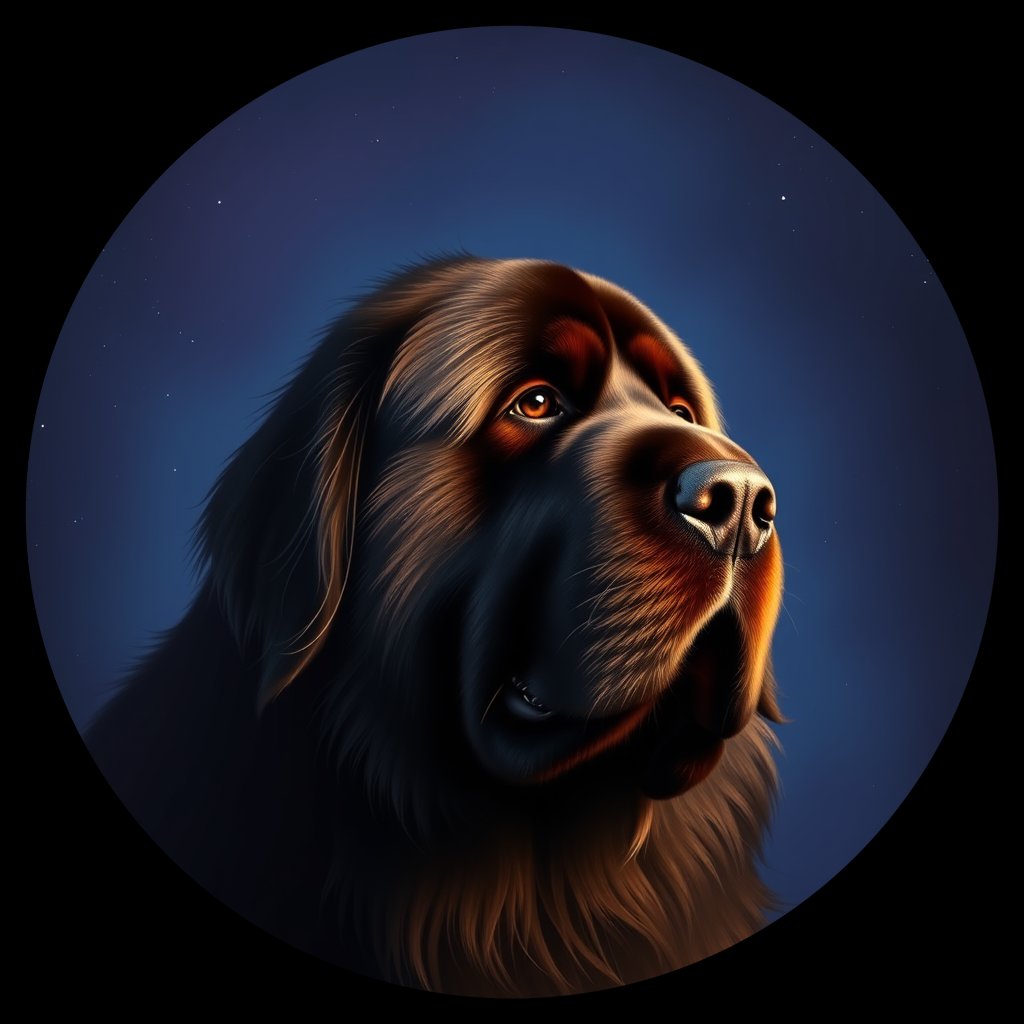 Cosmic medallion portrait of PFZ41H10_PFZ41H10, a Newfoundland