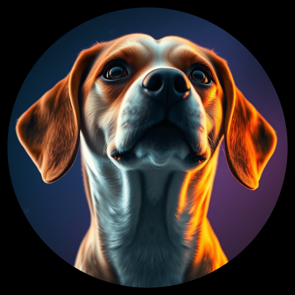 Cosmic medallion portrait of PFZ42A03_PFZ42A03, a Beagle