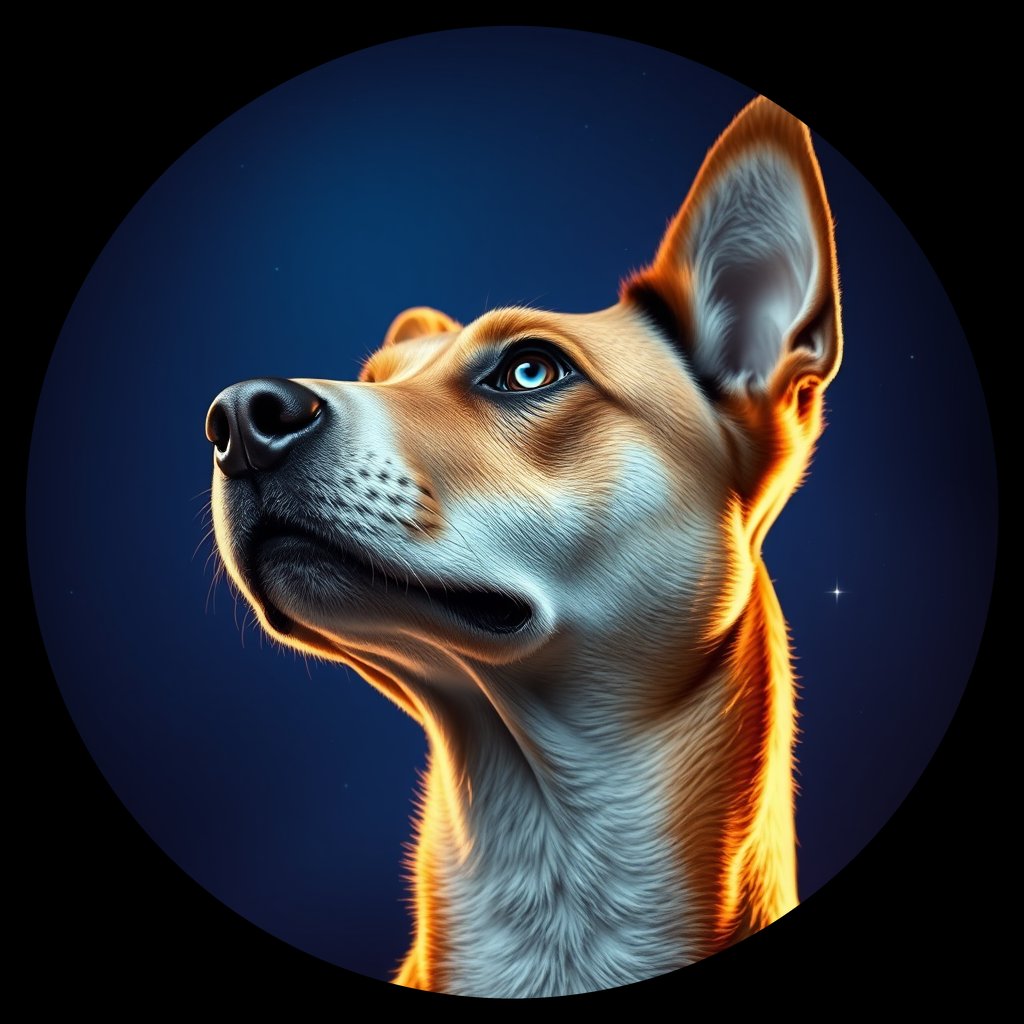 Cosmic medallion portrait of PFZ42A04_PFZ42A04, a Australian Cattle Dog