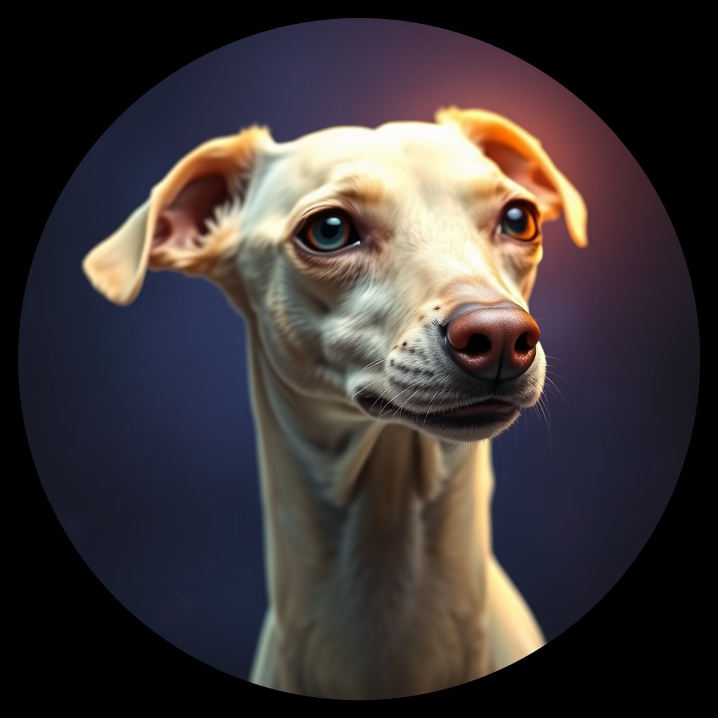 Cosmic medallion portrait of PFZ42A06_PFZ42A06, a Italian Greyhound