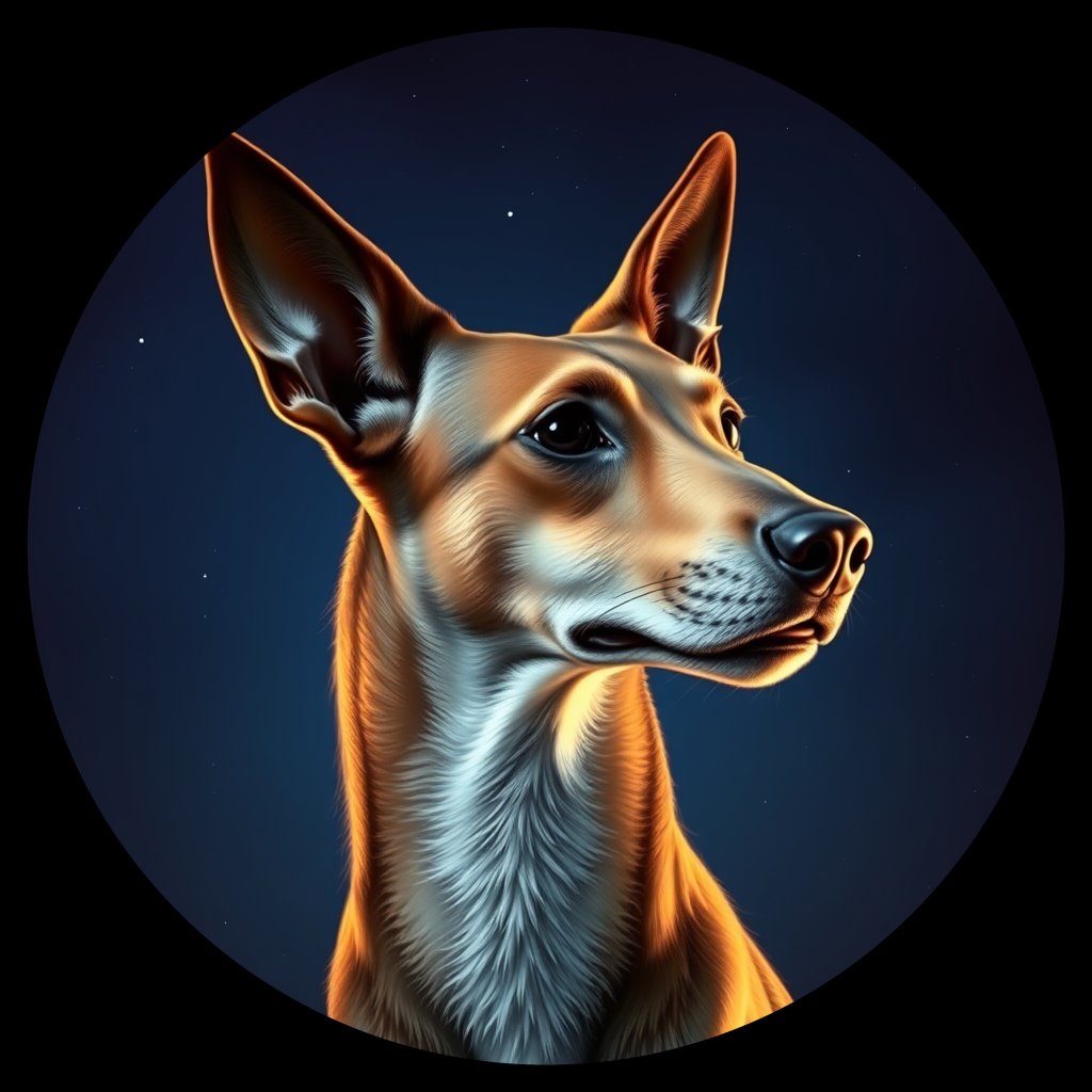 Cosmic medallion portrait of PFZ42A07_PFZ42A07, a Saluki