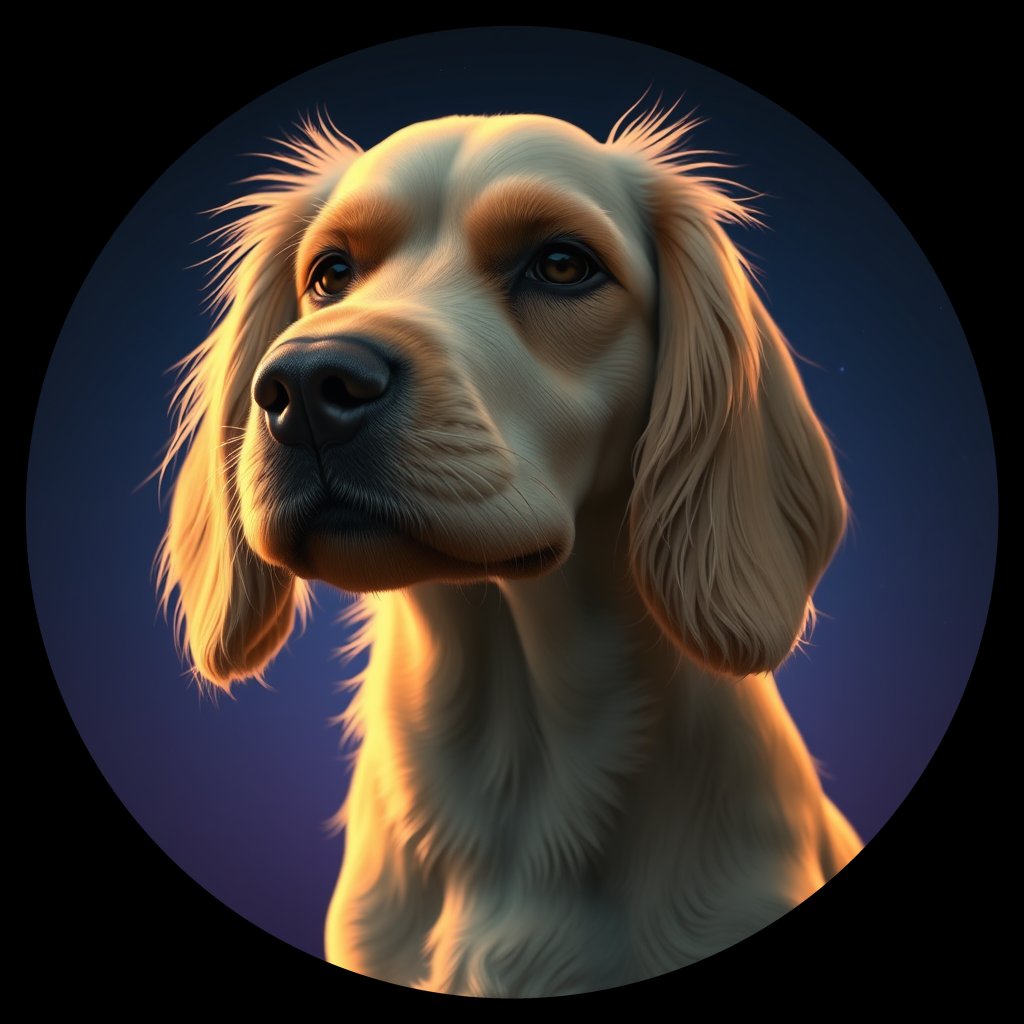Cosmic medallion portrait of PFZ42A10_PFZ42A10, a American Cocker Spaniel