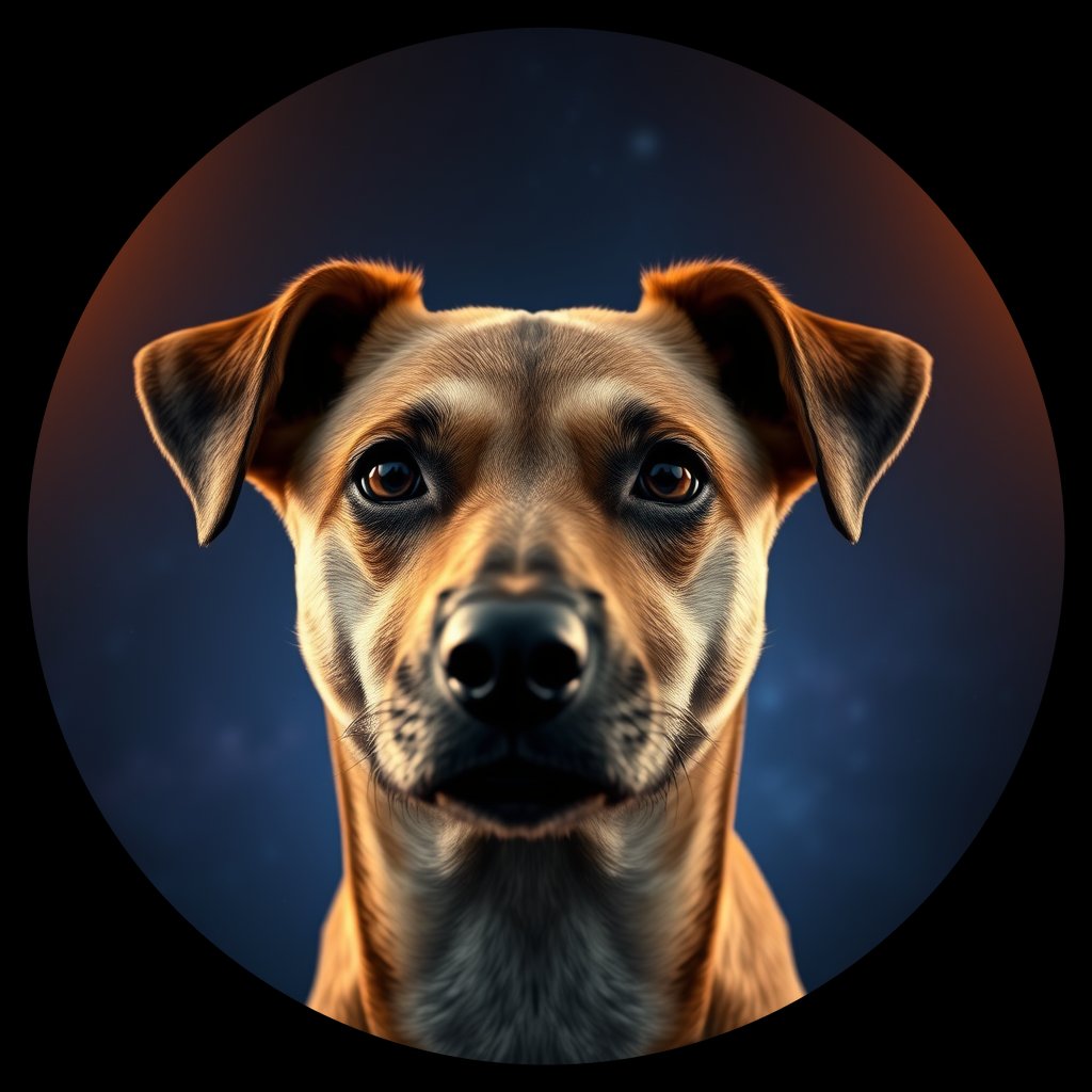 Cosmic medallion portrait of PFZ42A12_PFZ42A12, a Village Dog Costa Rica