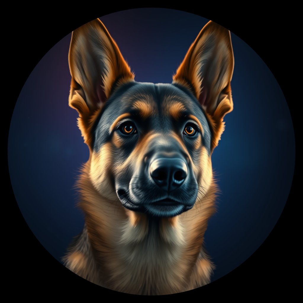 Cosmic medallion portrait of PFZ42B01_PFZ42B01, a German Shepherd