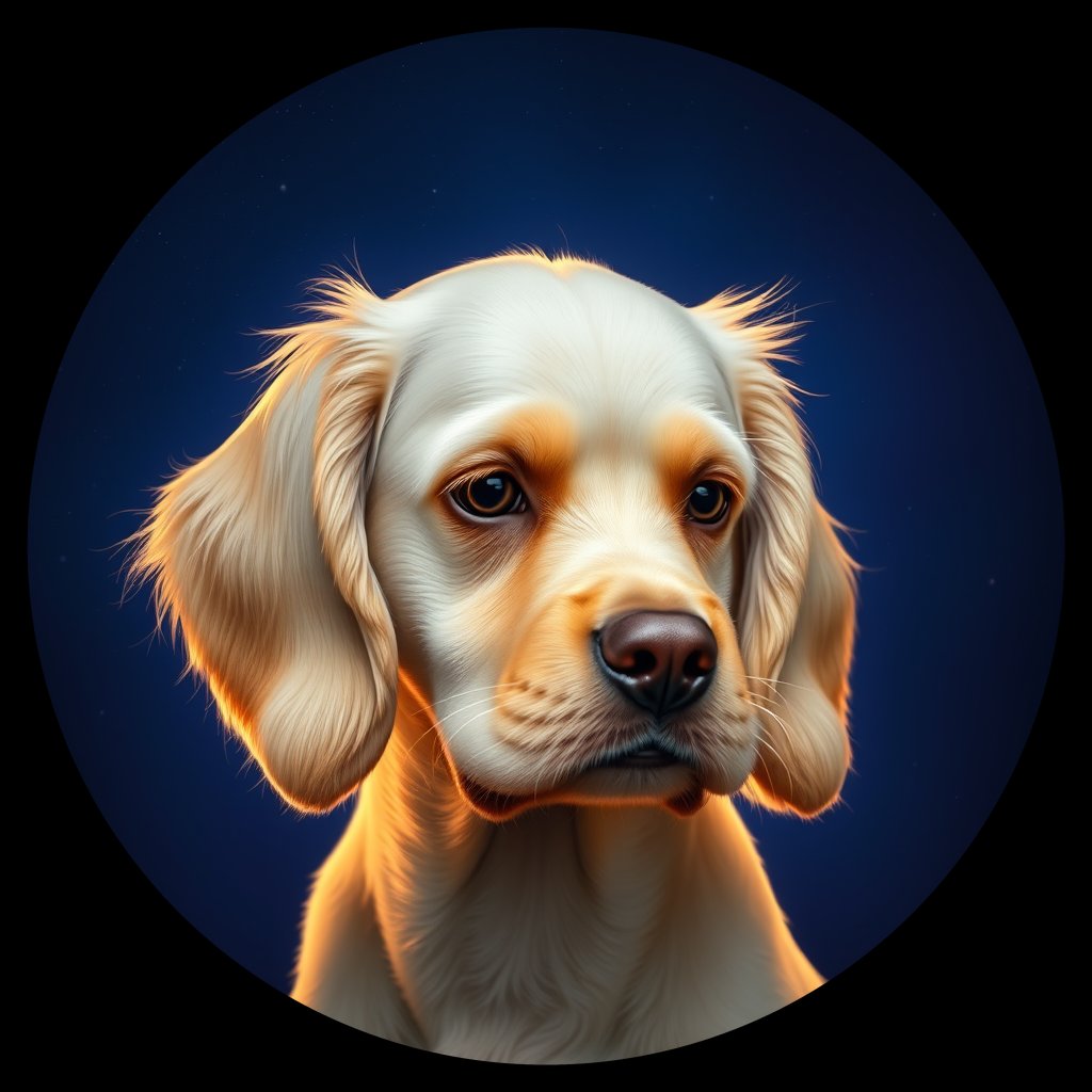 Cosmic medallion portrait of PFZ42B07_PFZ42B07, a American Cocker Spaniel