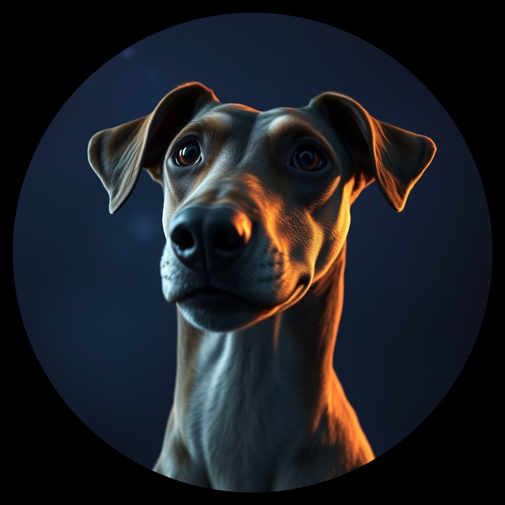 Cosmic medallion portrait of PFZ42B09_PFZ42B09, a Whippet