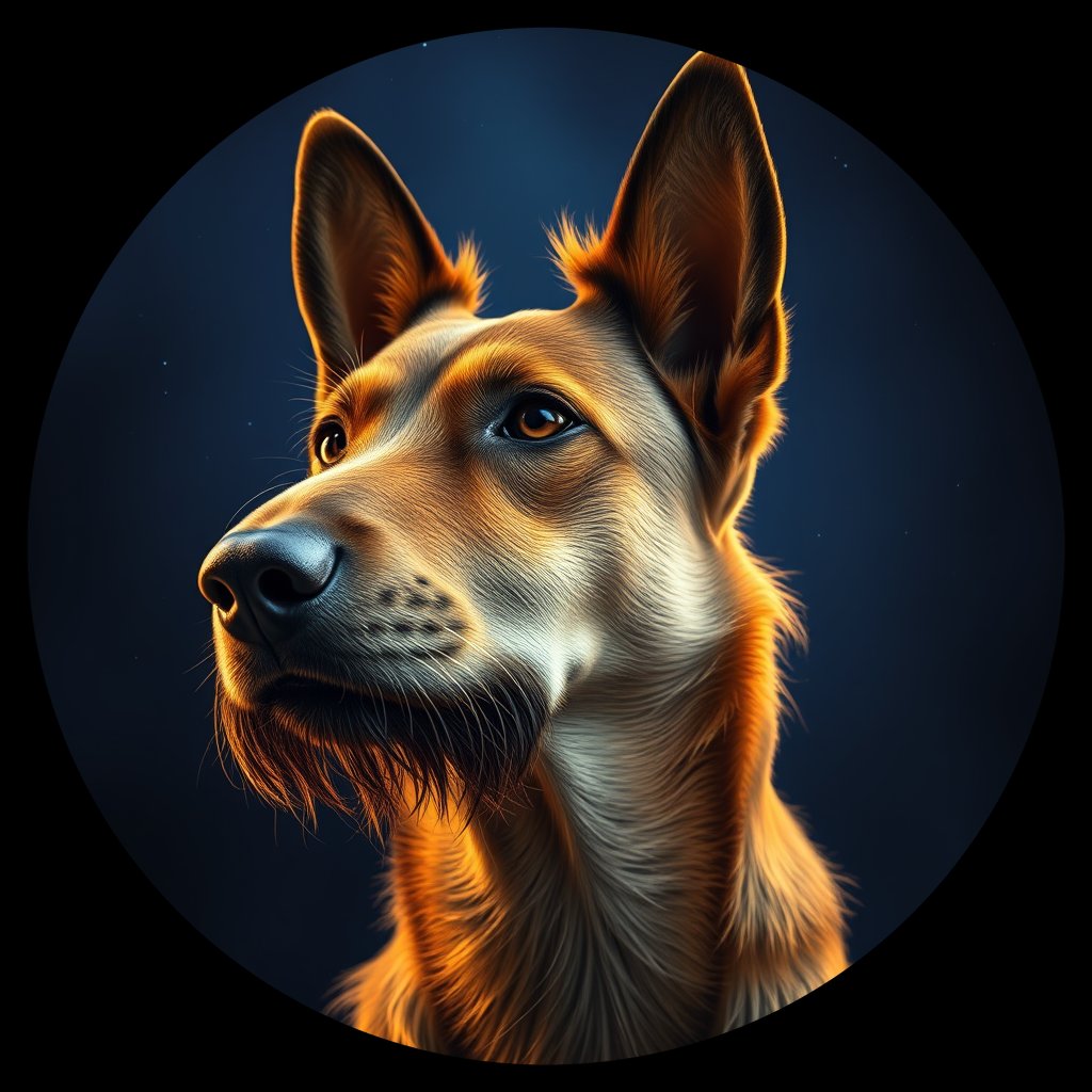 Cosmic medallion portrait of PFZ42B12_PFZ42B12, a Village Dog Costa Rica