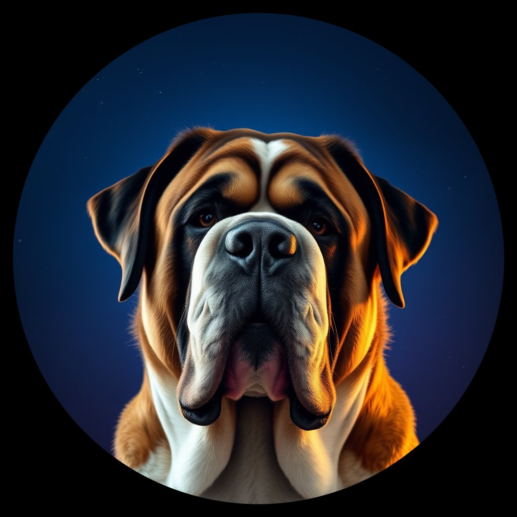 Cosmic medallion portrait of PFZ42C02_PFZ42C02, a Saint Bernard