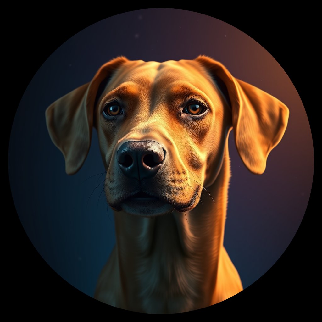 Cosmic medallion portrait of PFZ42C05_PFZ42C05, a Vizsla