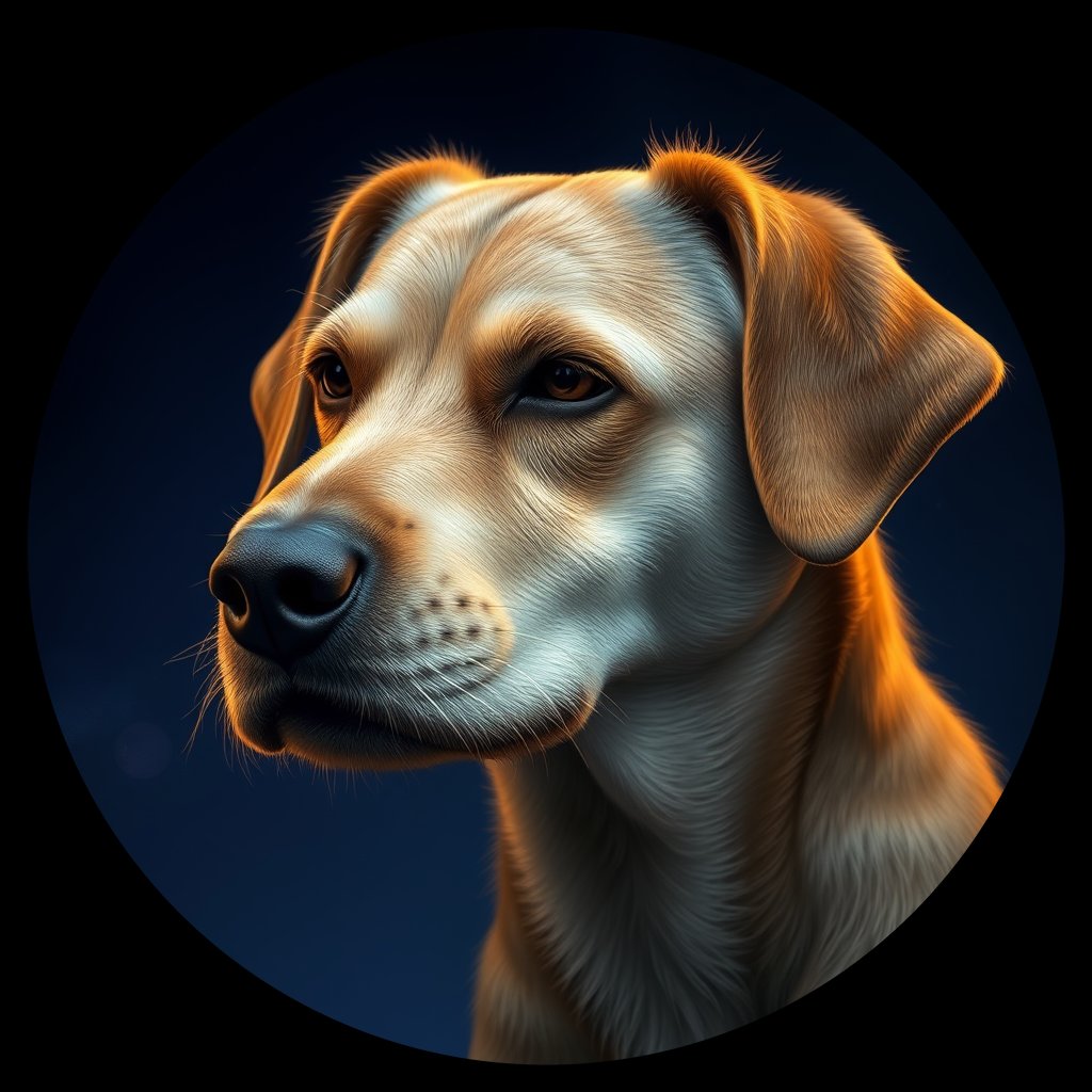 Cosmic medallion portrait of PFZ42C12_PFZ42C12, a Village Dog Costa Rica