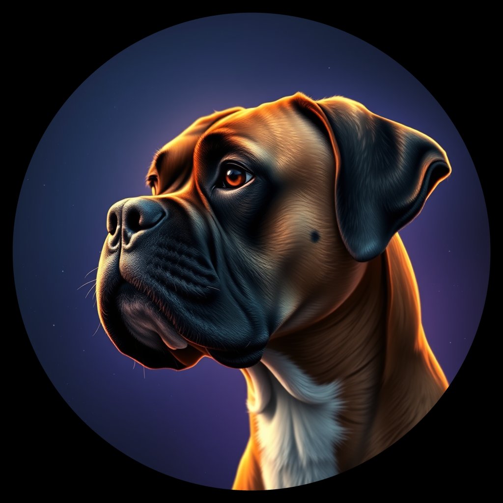 Cosmic medallion portrait of PFZ42D02_PFZ42D02, a Boxer