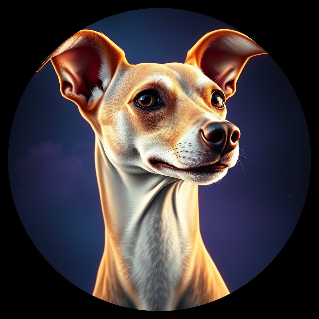 Cosmic medallion portrait of PFZ42D04_PFZ42D04, a Italian Greyhound