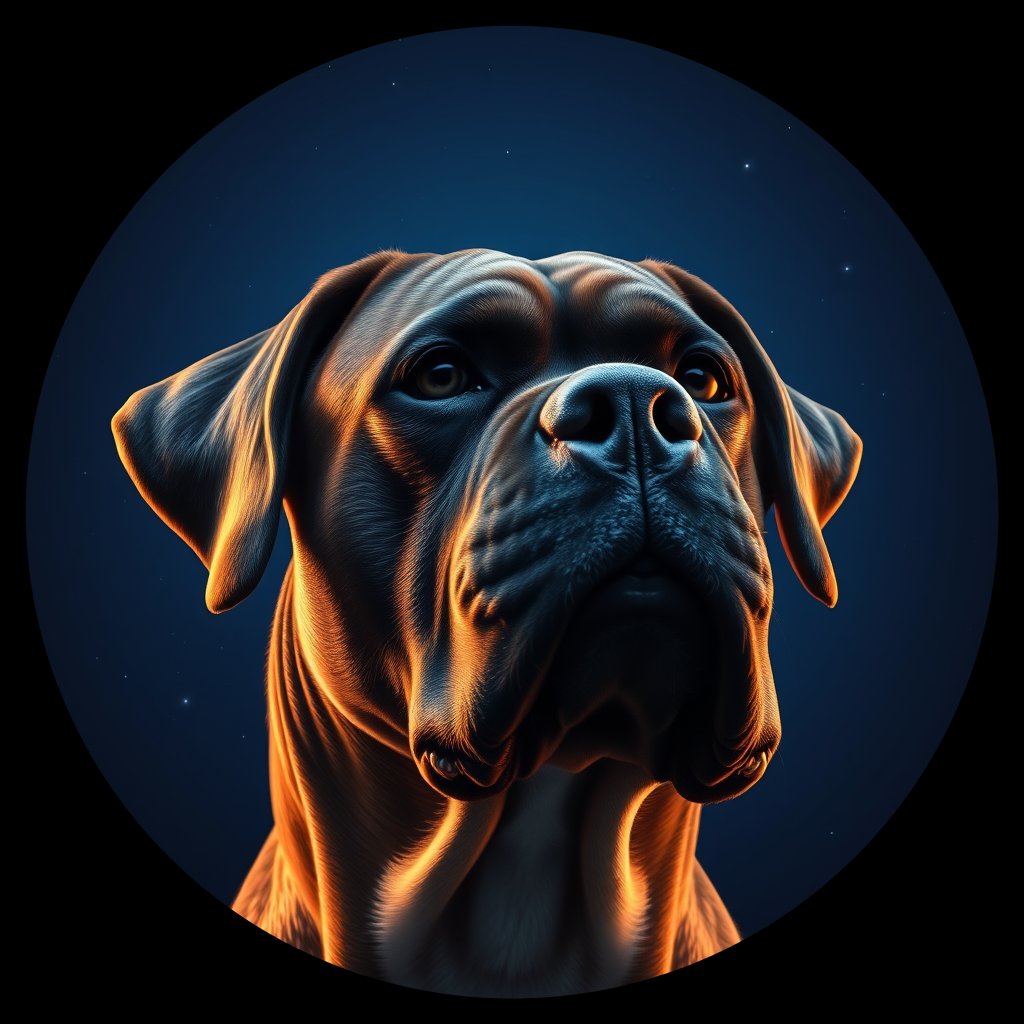 Cosmic medallion portrait of PFZ42D05_PFZ42D05, a Boxer
