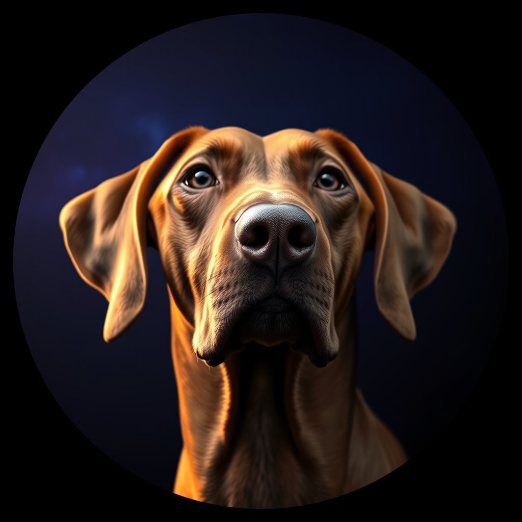 Cosmic medallion portrait of PFZ42D06_PFZ42D06, a Rhodesian Ridgeback