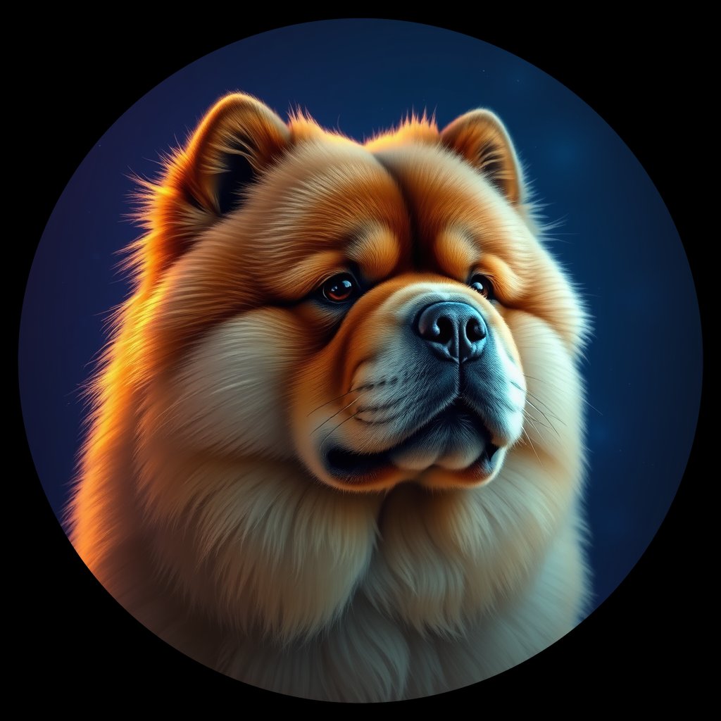 Cosmic medallion portrait of PFZ42D09_PFZ42D09, a Chow Chow
