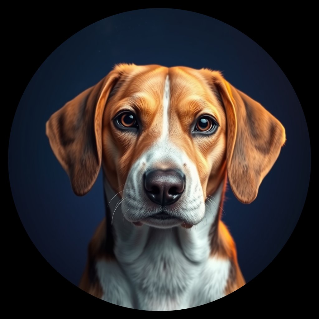 Cosmic medallion portrait of PFZ42E02_PFZ42E02, a Beagle