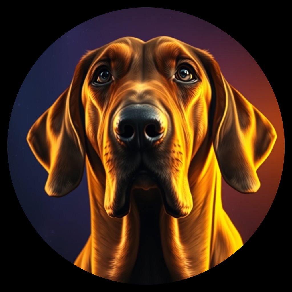 Cosmic medallion portrait of PFZ42E04_PFZ42E04, a Bloodhound