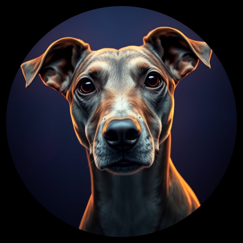 Cosmic medallion portrait of PFZ42E06_PFZ42E06, a Whippet