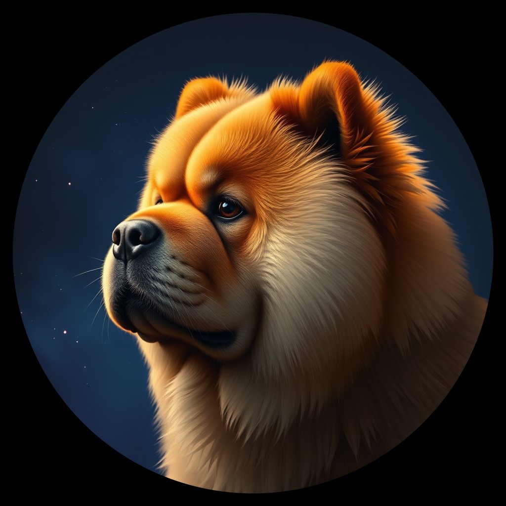 Cosmic medallion portrait of PFZ42E09_PFZ42E09, a Chow Chow