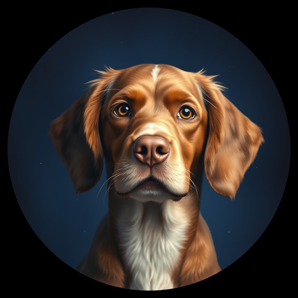 Cosmic medallion portrait of PFZ42E10_PFZ42E10, a American Cocker Spaniel