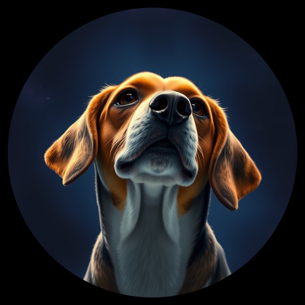Cosmic medallion portrait of PFZ42F02_PFZ42F02, a Beagle
