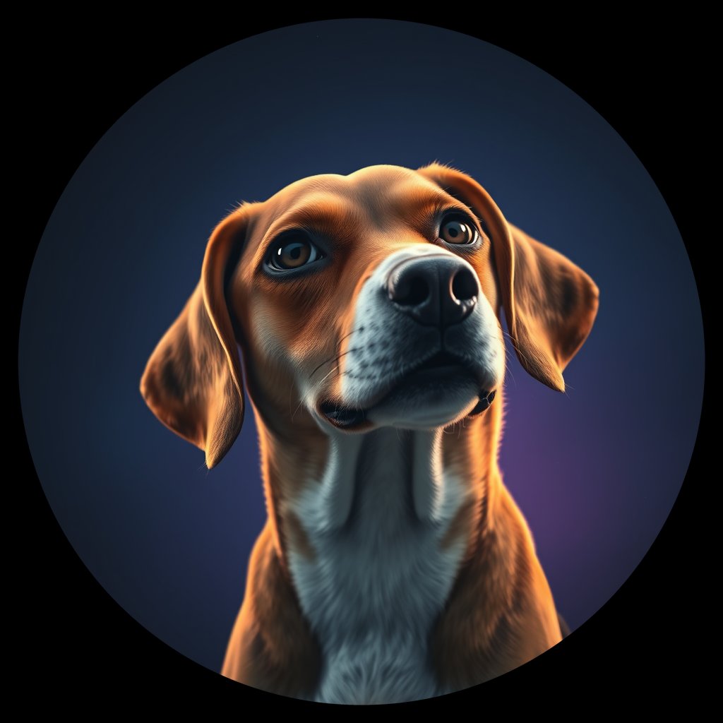 Cosmic medallion portrait of PFZ42F04_PFZ42F04, a Beagle