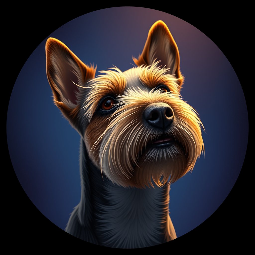 Cosmic medallion portrait of PFZ42F05_PFZ42F05, a Scottish Terrier
