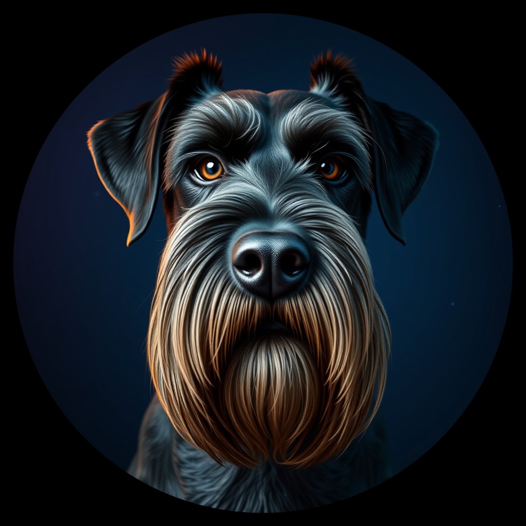 Cosmic medallion portrait of PFZ42F06_PFZ42F06, a Giant Schnauzer
